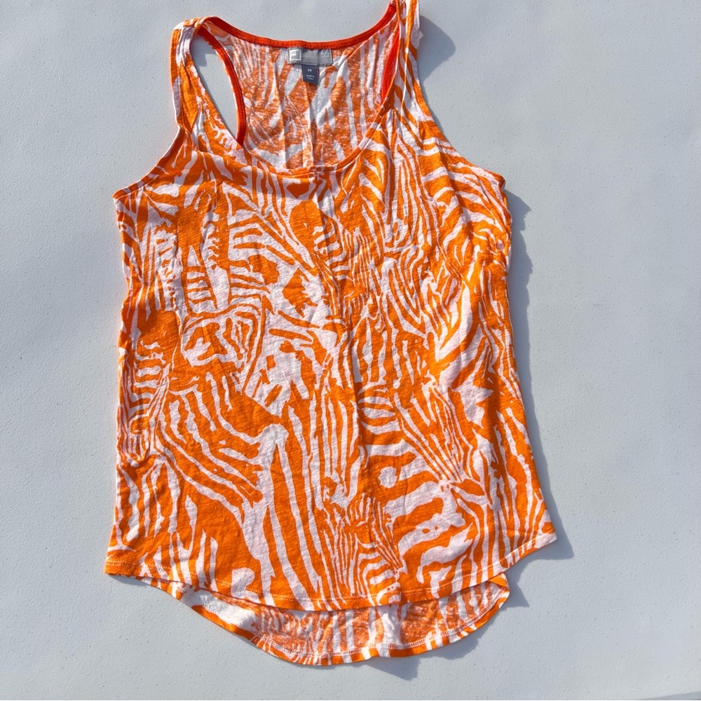 JCPenney Orange and White Zebra Print Tank Top